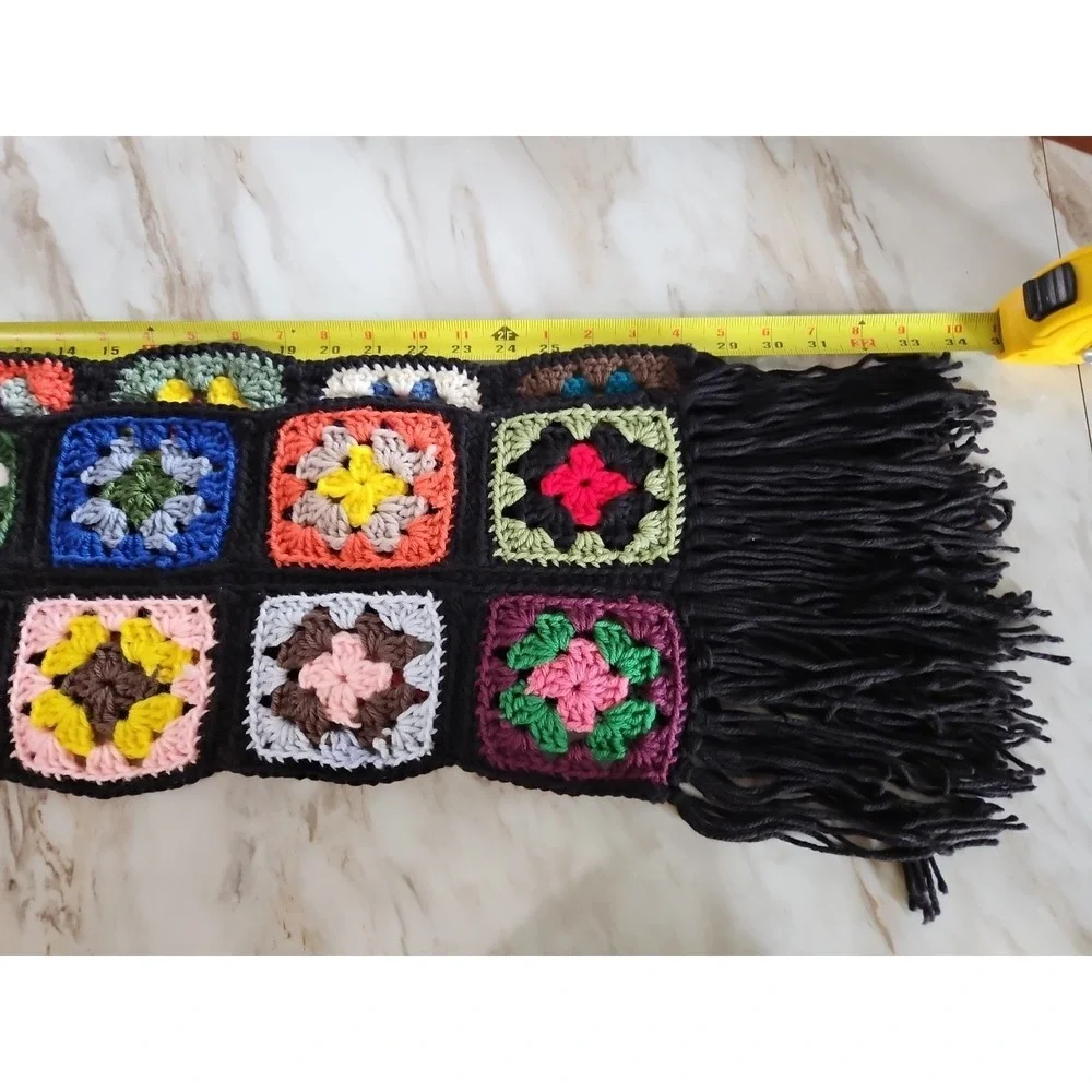 Handmade Crochet Vintage Style Granny Square Scarf  68